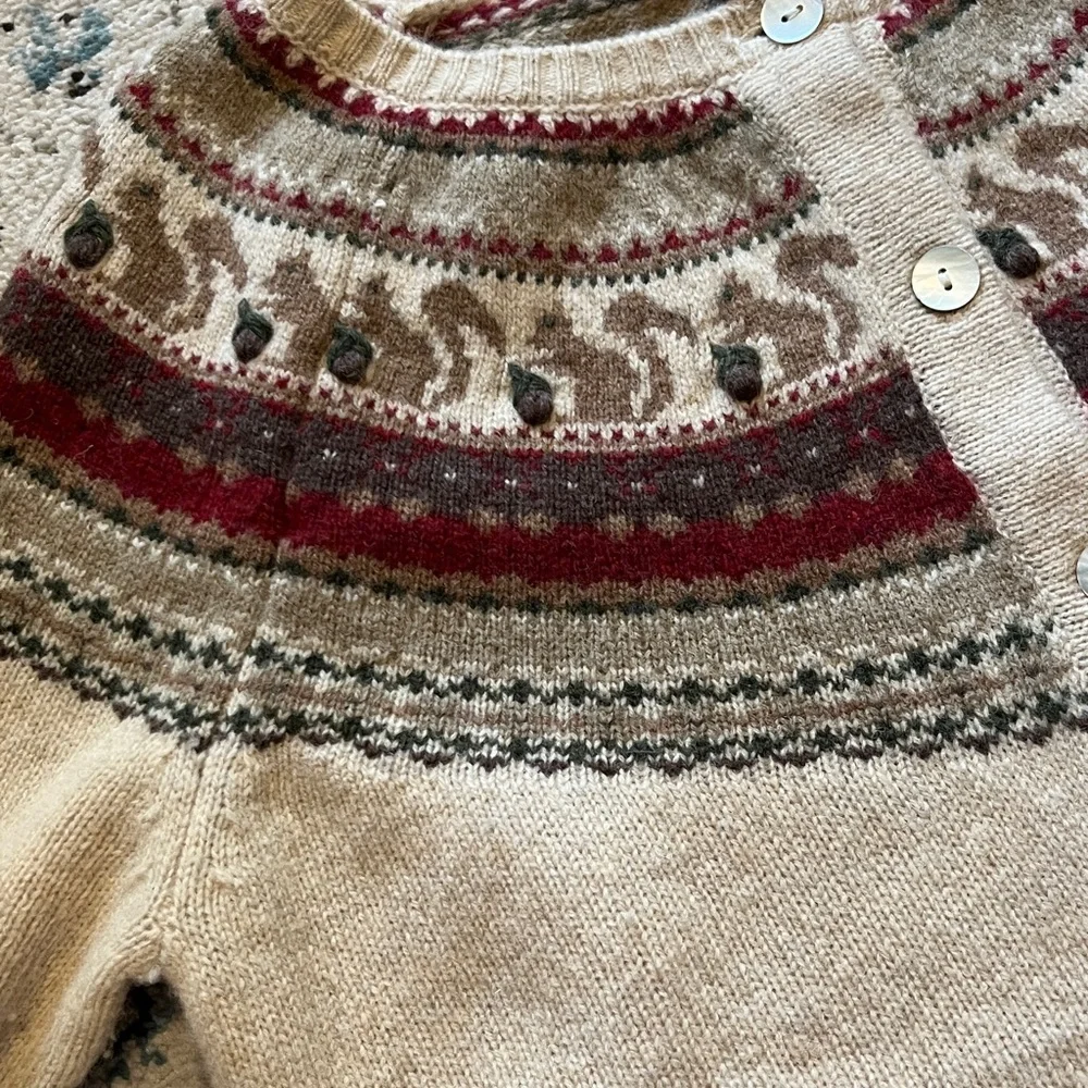 Appleseed’s Squirrel Fair Isle Wool Cardigan Sweater - Picture 10 of 17